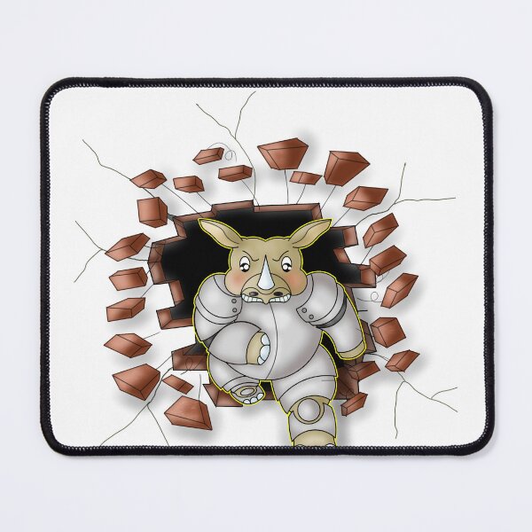 Item preview, Cute Unstoppable Kawaii Armored Rhino Breaking Wall designed and sold by BalRaju-Doodles.