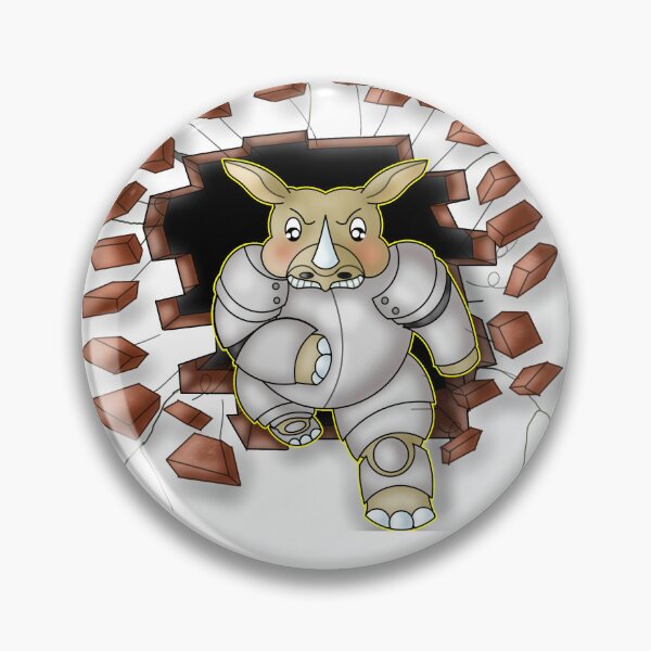 Item preview, Cute Unstoppable Kawaii Armored Rhino Breaking Wall designed and sold by BalRaju-Doodles.