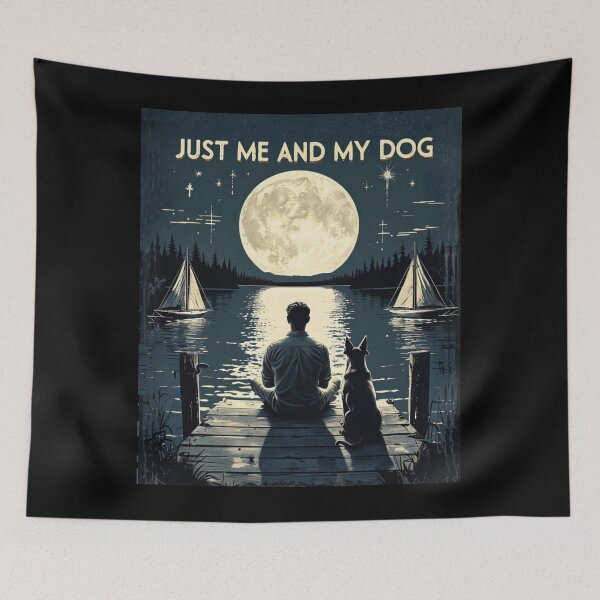 Item preview, Just Me And My Dog Moon Lake Dock Silhouette designed and sold by Flirt-Teez.