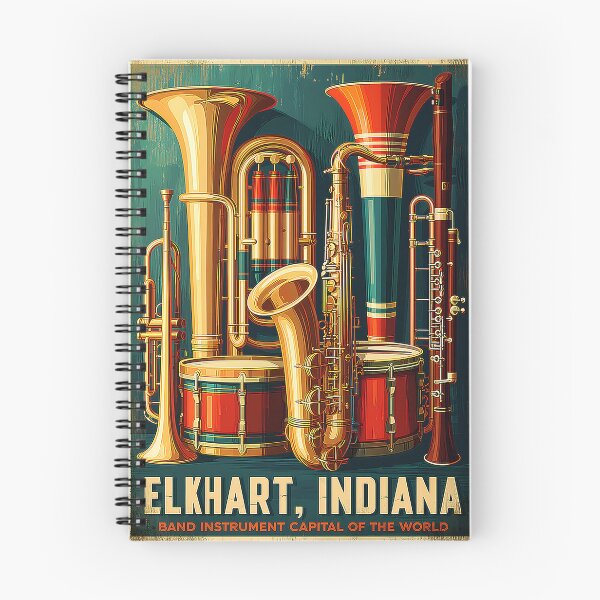 Item preview, Elkhart Indiana Band Instrument Capital Vintage Poster designed and sold by Boddicca.
