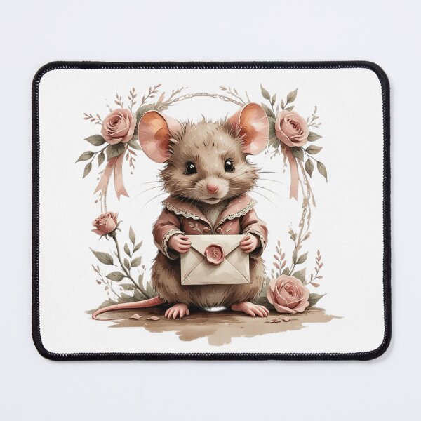 Item preview, Vintage Watercolor Little Mouse Holding Love Letter designed and sold by AQUILAKREO.