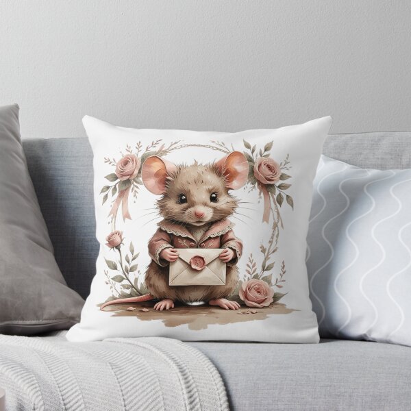Item preview, Vintage Watercolor Little Mouse Holding Love Letter designed and sold by AQUILAKREO.