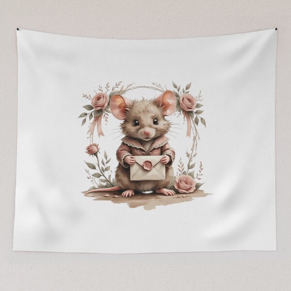 Item preview, Vintage Watercolor Little Mouse Holding Love Letter designed and sold by AQUILAKREO.