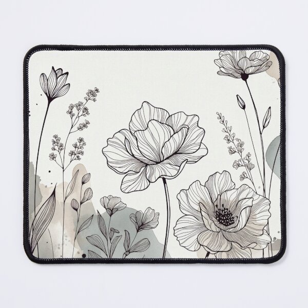 Item preview, Delicate Grayscale Floral Sketch Illustration designed and sold by IntelliMindDesigns.