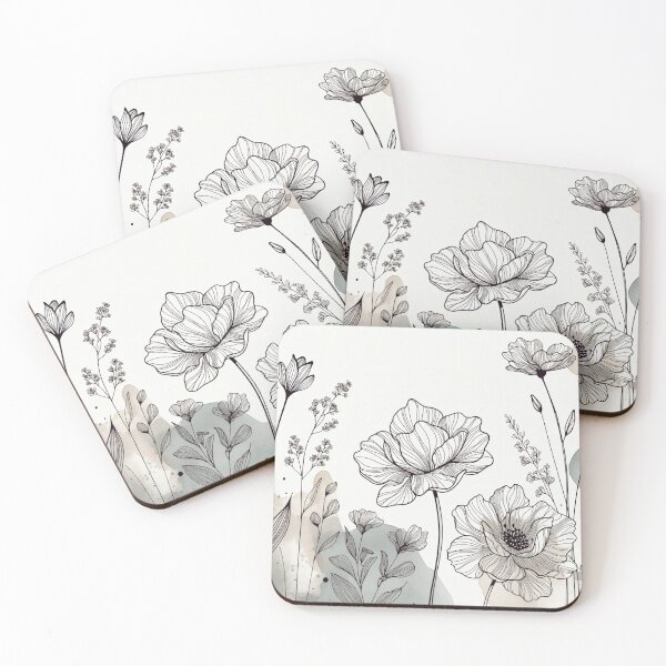 Item preview, Delicate Grayscale Floral Sketch Illustration designed and sold by IntelliMindDesigns.