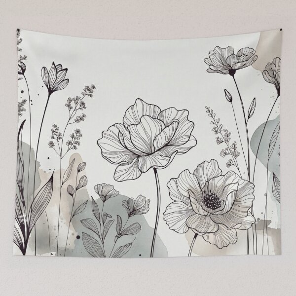 Item preview, Delicate Grayscale Floral Sketch Illustration designed and sold by IntelliMindDesigns.