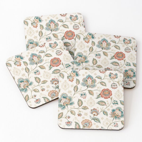 Item preview, Vintage Boho Floral Elegance Seamless Pattern | Teal Coral Botanical Wallpaper Design designed and sold by Ioanna-Studio.