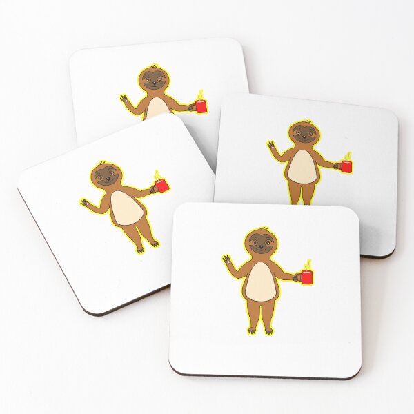 Item preview, Cute Friendly Kawaii Sloth Waving With Coffee designed and sold by BalRaju-Doodles.