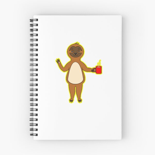Item preview, Cute Friendly Kawaii Sloth Waving With Coffee designed and sold by BalRaju-Doodles.