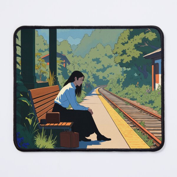 Item preview, Woman waiting at train station designed and sold by Art-spree.