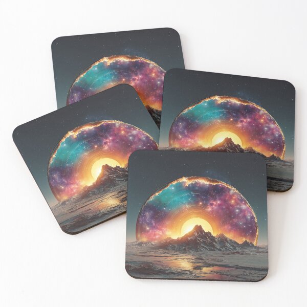 Item preview, Rock Vinyl Record Galaxy Art — Bold Neon Music Print designed and sold by CosmicRockArt.