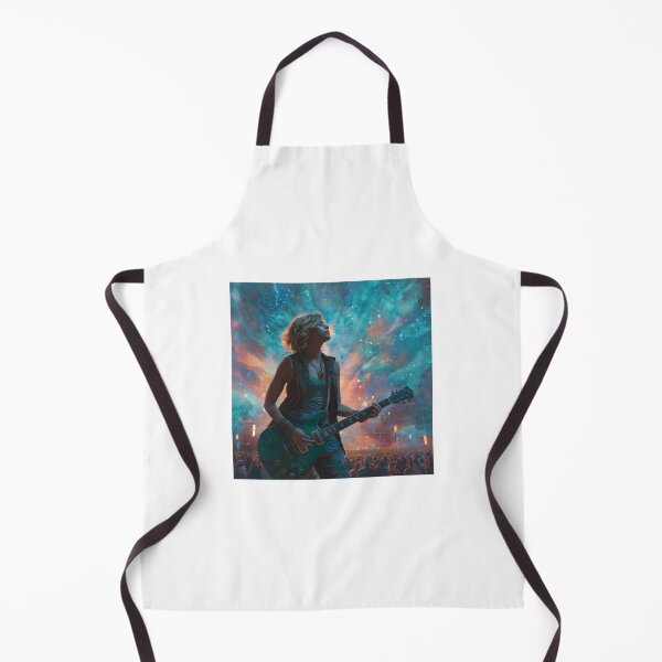Item preview, Rock Female Guitarist Stage Art — Bold Neon Music Print designed and sold by CosmicRockArt.