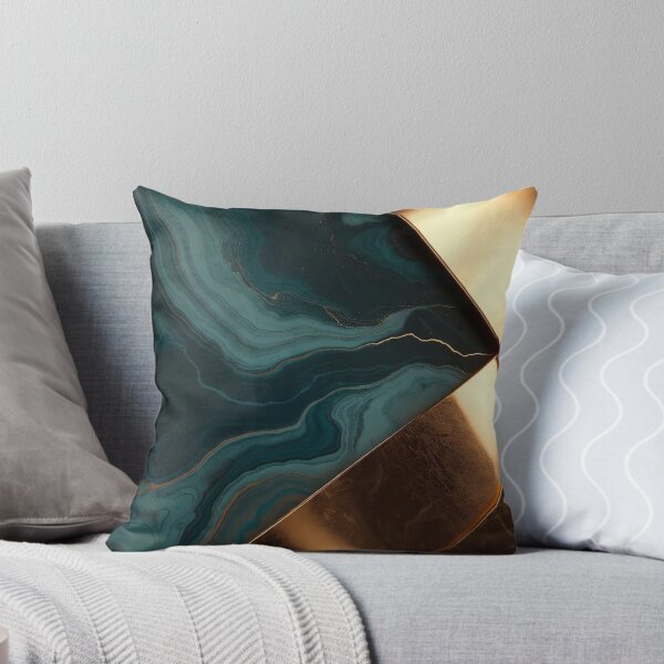 Item preview, Teal Marble and Copper Gold Geometric Strips designed and sold by IntelliMindDesigns.