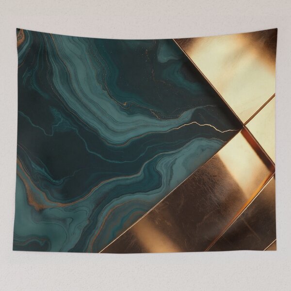 Item preview, Teal Marble and Copper Gold Geometric Strips designed and sold by IntelliMindDesigns.