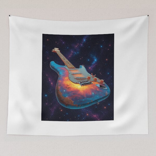 Artikelvorschau, Rockgitarren-Neon-Galaxie-Weltraumkunst – Ausdrucksstarker Musikdruck entworfen und verkauft von CosmicRockArt.