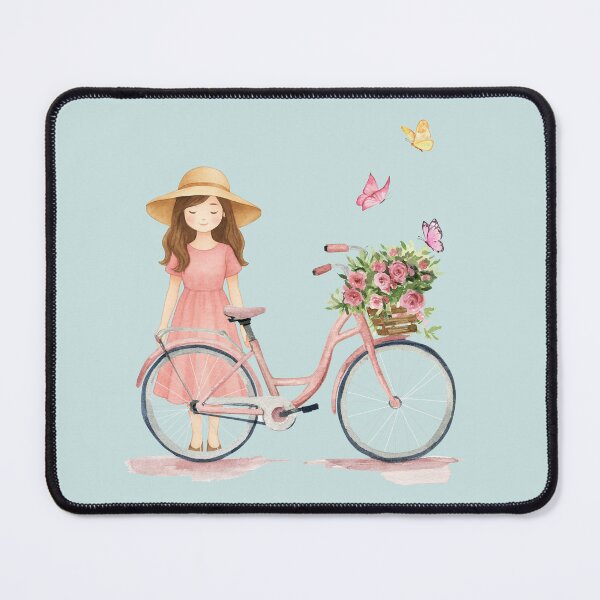 Item preview, Girl with Floral Bicycle and Butterflies designed and sold by DisenyoPrints.