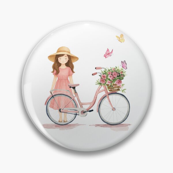 Item preview, Girl with Floral Bicycle and Butterflies designed and sold by DisenyoPrints.