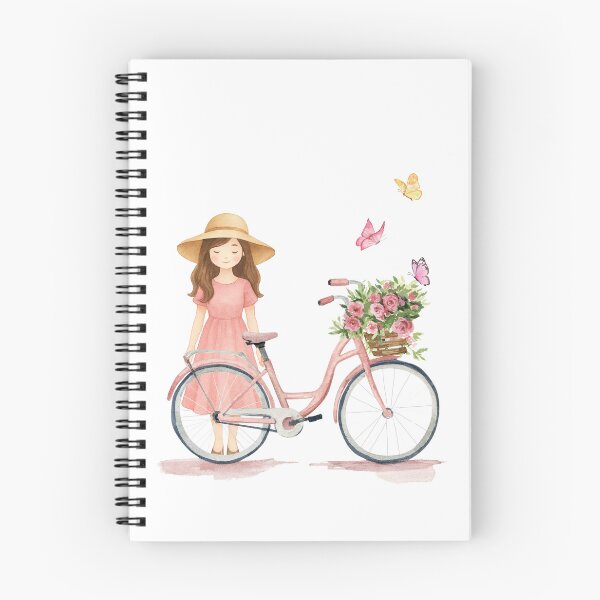 Item preview, Girl with Floral Bicycle and Butterflies designed and sold by DisenyoPrints.
