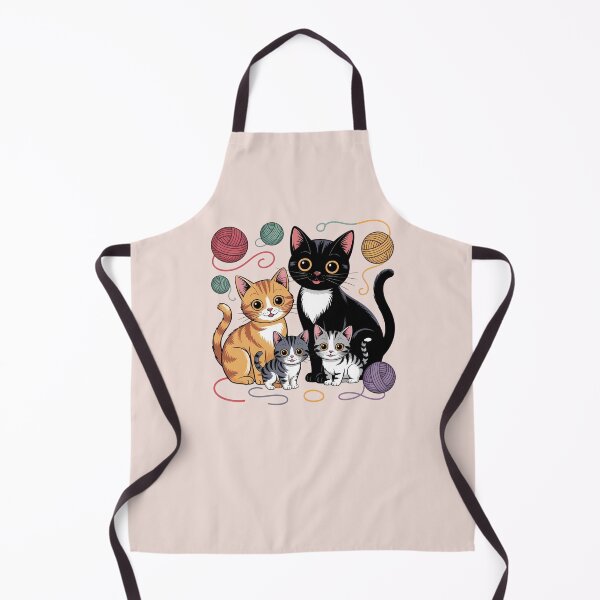 Item preview, Cute Cat Family with Yarn Ball | Adorable Cartoon Kitty Illustration for Cat Lovers designed and sold by MarJul.