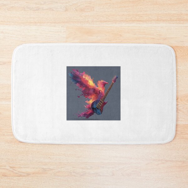 Item preview, Rock Guitar Fire Phoenix space  Art — Bold Fantasy Music Print designed and sold by CosmicRockArt.