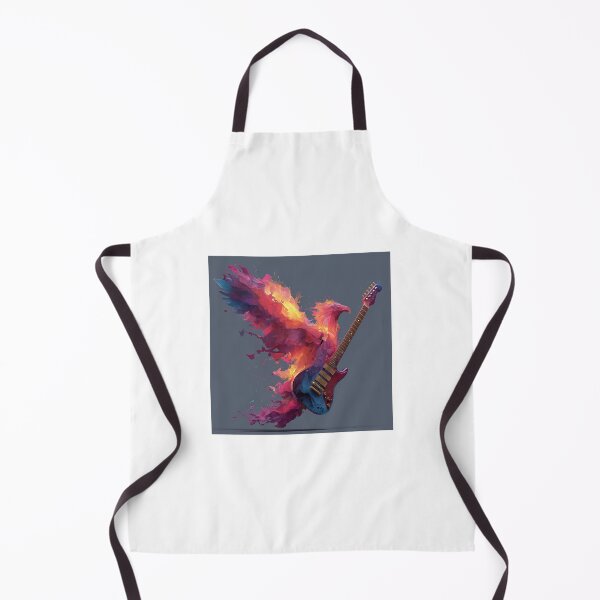 Item preview, Rock Guitar Fire Phoenix space Art — Bold Fantasy Music Print designed and sold by CosmicRockArt.