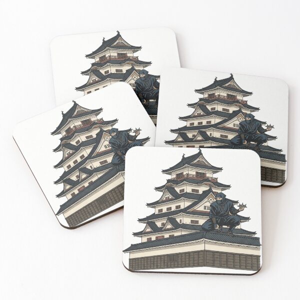 Item preview, Ninja on the Castle Roof: Vintage Woodblock Style Illustration designed and sold by vekotpu.