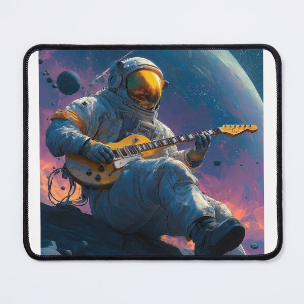 Item preview, Guitar Astronaut Space Art — Bold Neon Music Print designed and sold by CosmicRockArt.