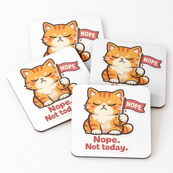 Item preview, Nope Not Today Cat Sticker | Introvert Boundary Kawaii Cat Decal designed and sold by CozyNekoClub.