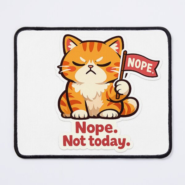 Item preview, Nope Not Today Cat Sticker | Introvert Boundary Kawaii Cat Decal designed and sold by CozyNekoClub.