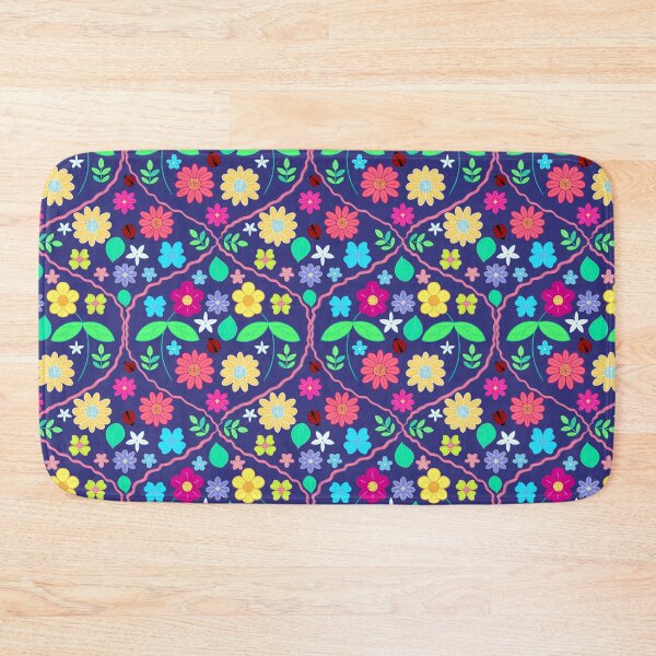 Item preview, Flowers and ladybugs pattern in purple designed and sold by Brushes with Nature.