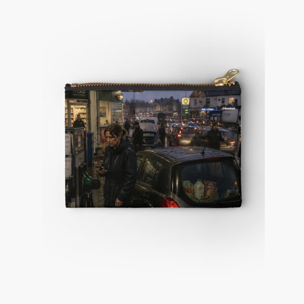 Item preview, Fuel Queue Crisis at a Rainy British Petrol Station | Civilian Home Front Modern War Art designed and sold by Element Horizon Studio.