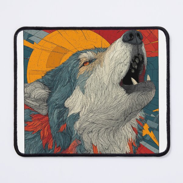 Item preview, Rock Wolf Moon Energy Art — Bold Neon Fantasy Print designed and sold by CosmicRockArt.