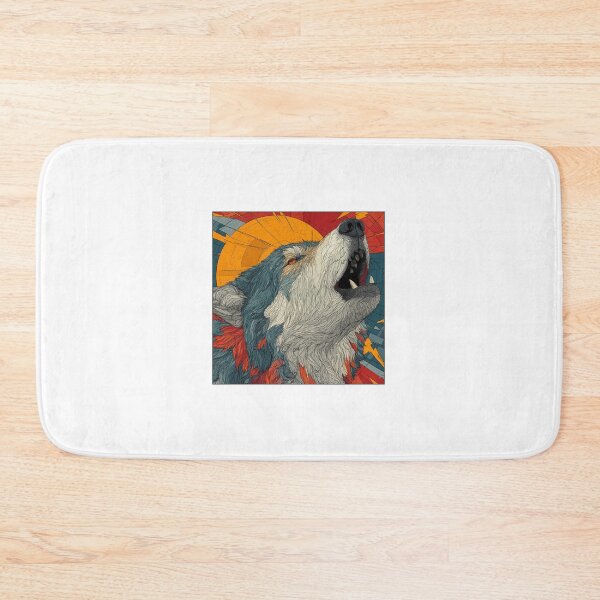 Item preview,  Rock Wolf Moon Energy Art — Bold Neon Fantasy Print designed and sold by CosmicRockArt.