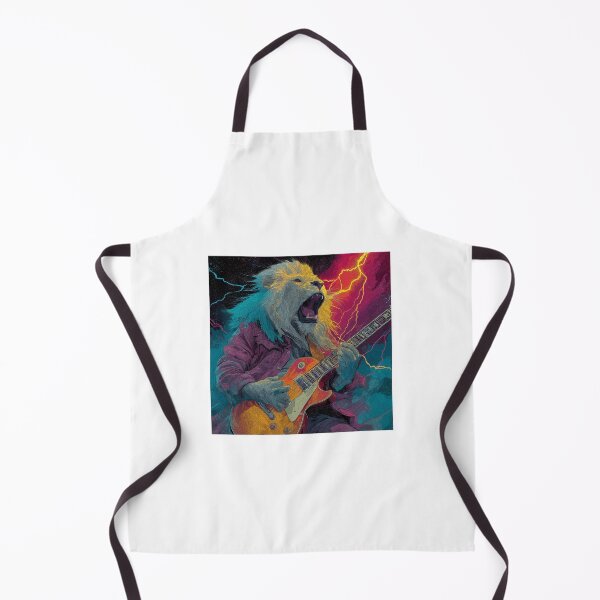 Item preview, Rock Lion Guitar Energy Art — Bold Neon Fantasy Print designed and sold by CosmicRockArt.