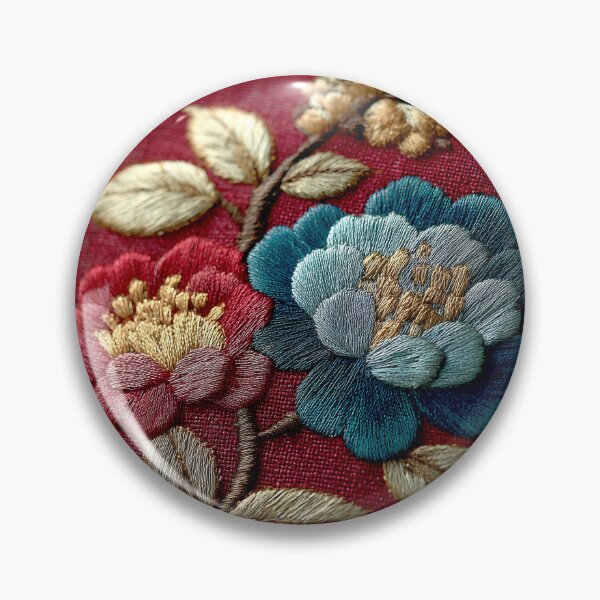 Item preview, Elegant Floral Embroidery on Burgundy Background designed and sold by colorful-white.
