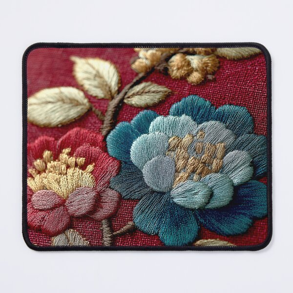 Item preview, Elegant Floral Embroidery on Burgundy Background designed and sold by colorful-white.