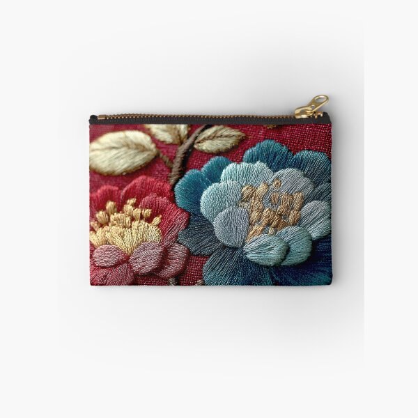 Item preview, Elegant Floral Embroidery on Burgundy Background designed and sold by colorful-white.