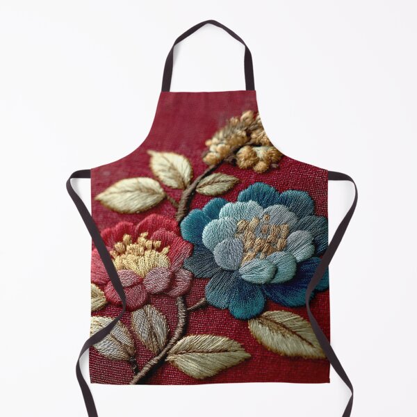 Item preview, Elegant Floral Embroidery on Burgundy Background designed and sold by colorful-white.