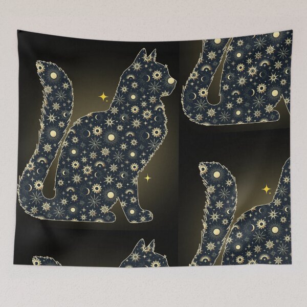 Item preview, Cosmic Celestial Cat Mystical Starry Night Kitten designed and sold by QuirkyCloud Designs.