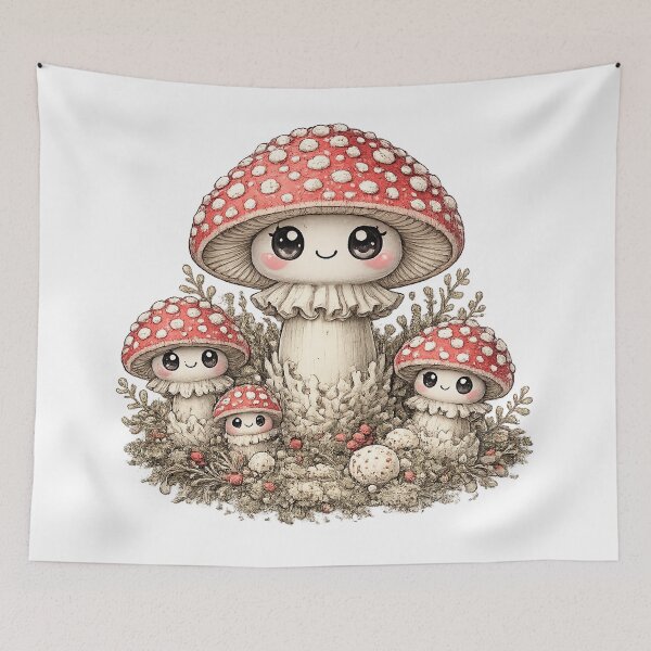 Item preview, Cute Amanita Muscaria Mushroom – Haeckel Inspired Kawaii Forest Fungus Illustration designed and sold by Extravanganzza.