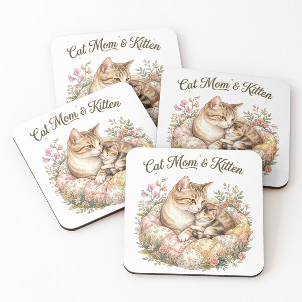 Item preview, Cat Mom and Kitten Watercolor Floral Cozy Design designed and sold by Amp6599.