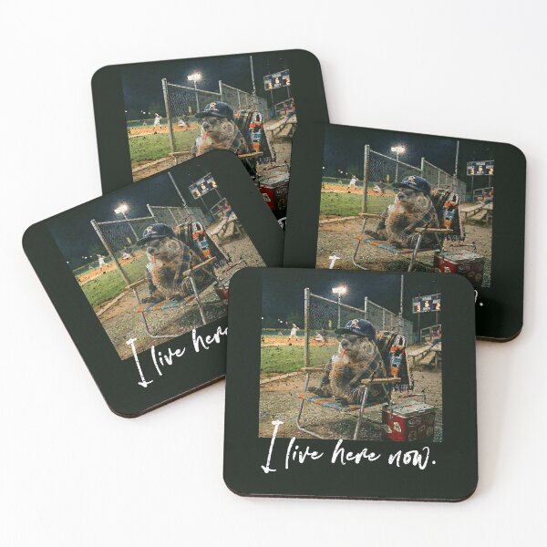 Item preview, Distressed I Live Here Now GROUNDHOG Baseball Cute Animal designed and sold by ChinkyCat Official.