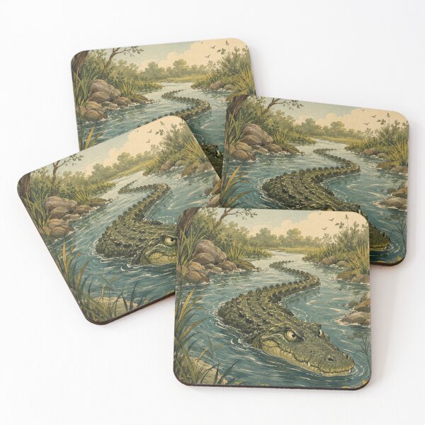 Item preview, Creek Gator Adventure – Hand Drawn Alligator River Poster designed and sold by DrizzyV.