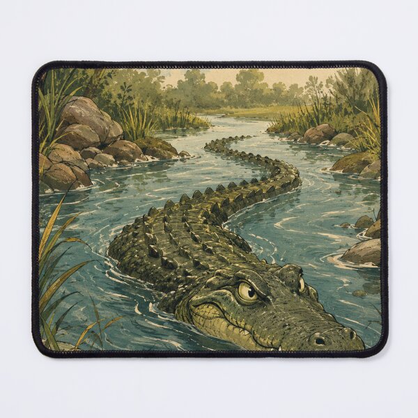 Item preview, Creek Gator Adventure – Hand Drawn Alligator River Poster designed and sold by DrizzyV.