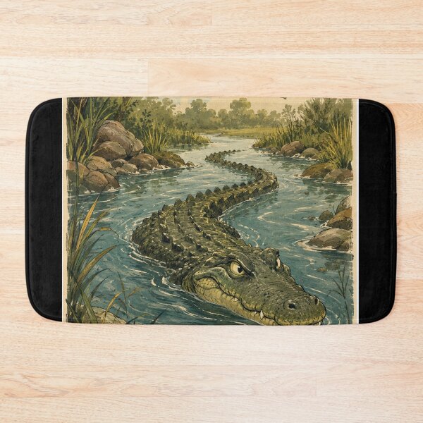 Item preview, Creek Gator Adventure – Hand Drawn Alligator River Poster designed and sold by DrizzyV.