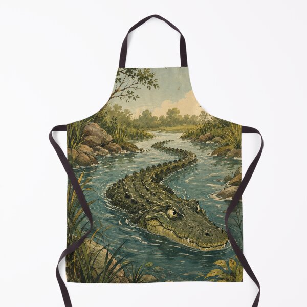 Item preview, Creek Gator Adventure – Hand Drawn Alligator River Poster designed and sold by DrizzyV.