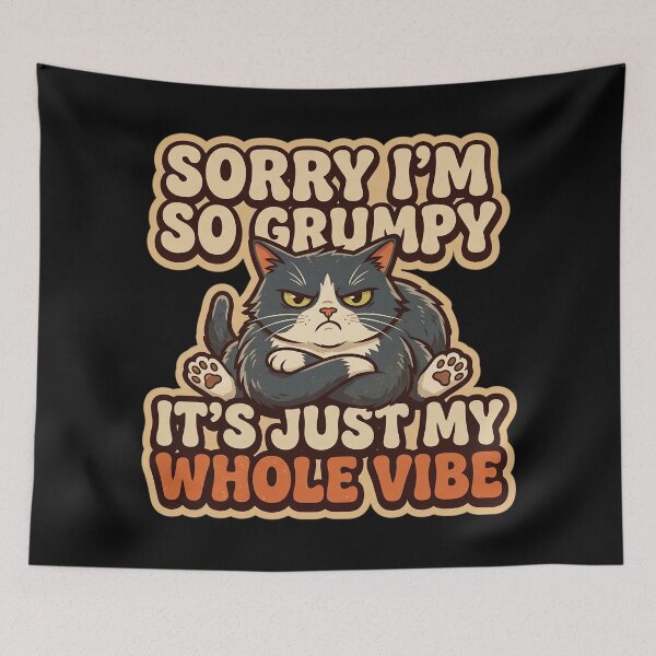 Item preview, Funny Grumpy Tuxedo Cat Whole Vibe Retro designed and sold by CrystalMineArts.
