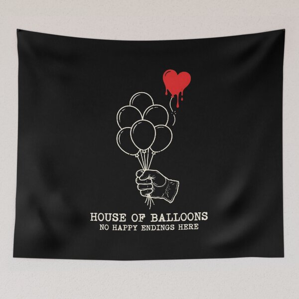 Item preview, Melancholy Dripping Heart with Gloved Hand Illustration and House Of Balloons Text designed and sold by SplashTastic.