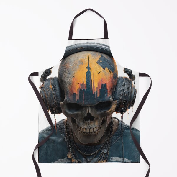 Item preview, Rock Skull Headphones Epic Space Art — Bold Neon T-Shirt Design designed and sold by CosmicRockArt.