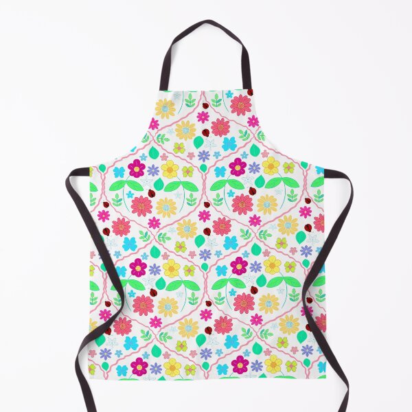 Item preview, Flowers and ladybugs pattern in white designed and sold by Brushes with Nature.